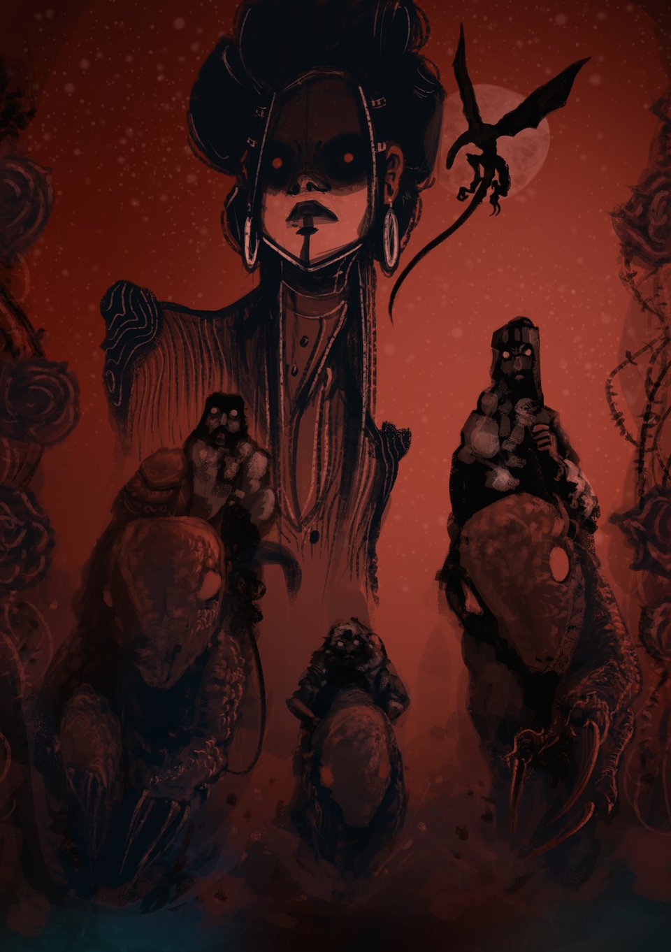 The cover of This Rose Will Never Die: Queen Wunda looms over her cancerous knights