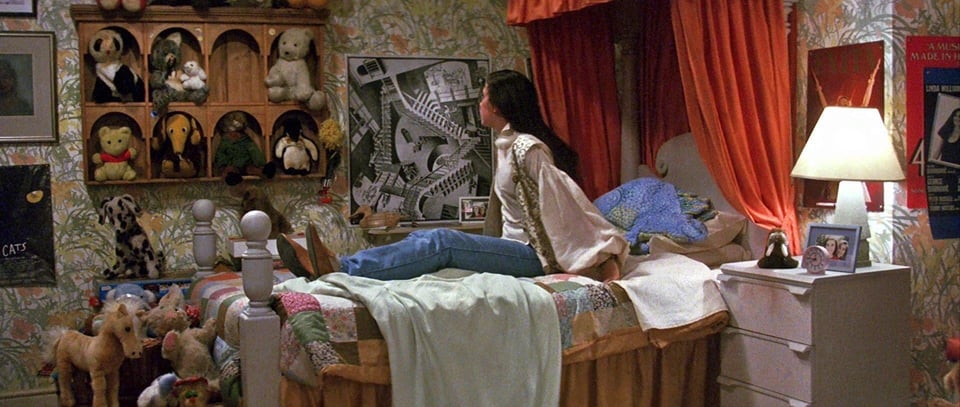 Scene from the movie Labyrinth (1986). The character Sarah in her bedroom.
