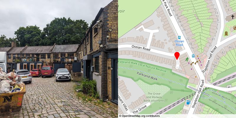 A picture and map of the mews