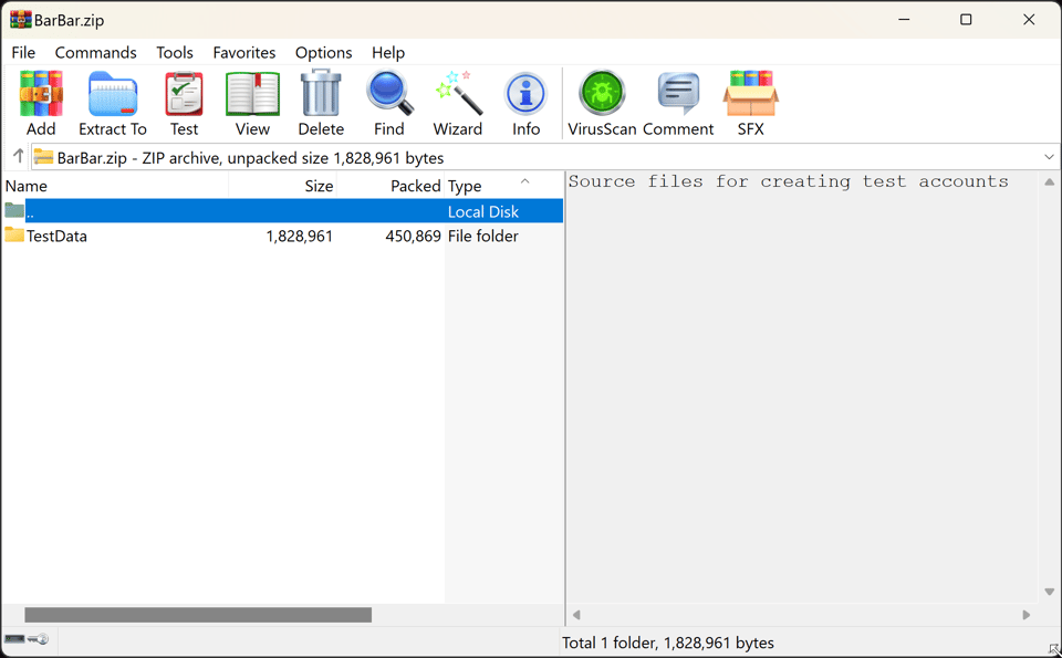 Archived files with an entry