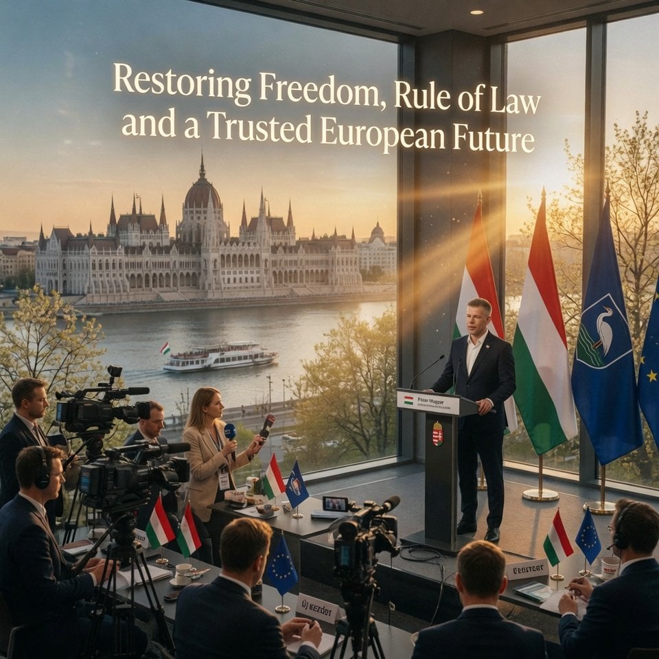  Magyar’s first international press conference.