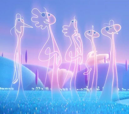 Illustration of abstract characters from the Pixar movie Soul