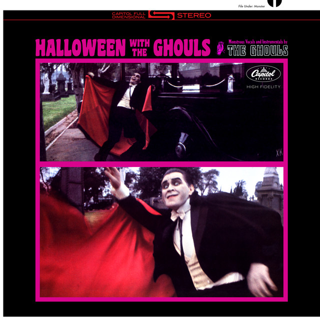 the cover to the ghouls' dracula's deuce. a vampire stands in a graveyard with his hot rod
