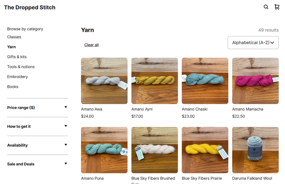 screenshot of our beautiful online shopping website!!