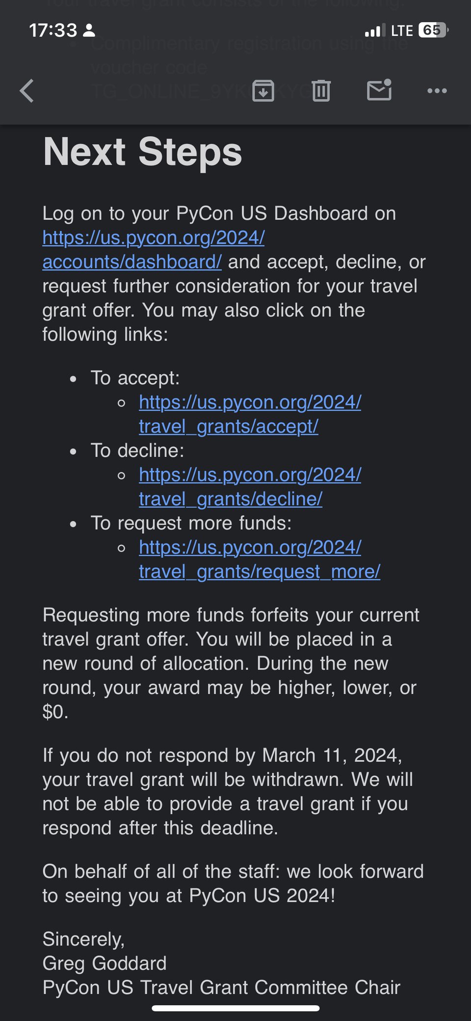 Options for PyCon Selection