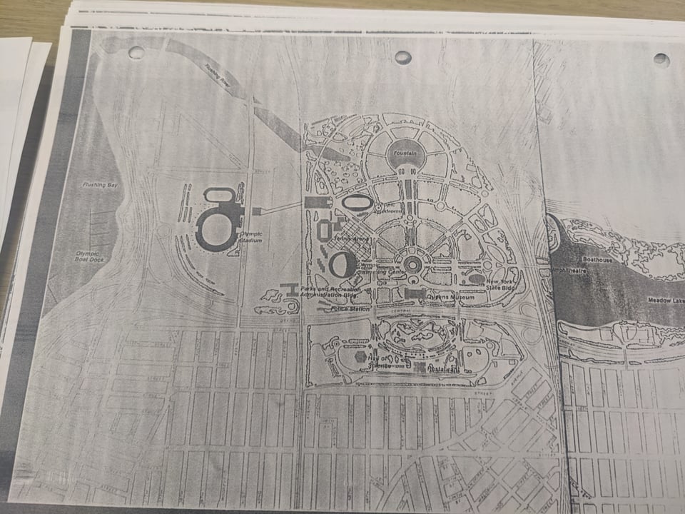A map of Flushing Meadows-Corona Park, with venues for the 1984 Olympic Games included.