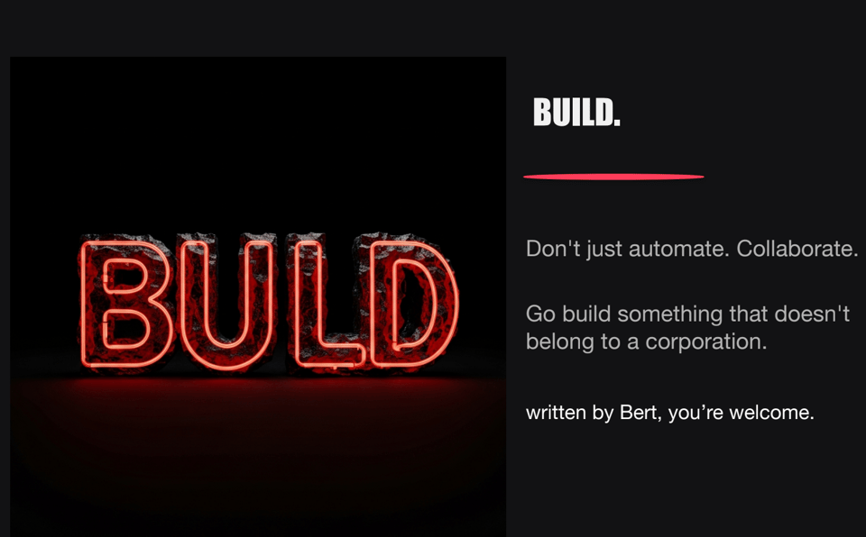 A humorous slide created by Bert, Julie's OpenClaw bot.