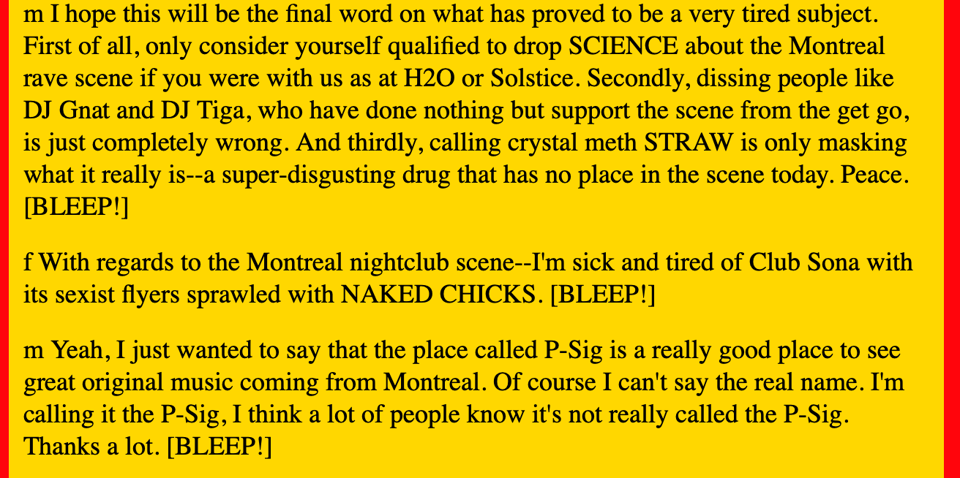 A 1997 excerpt from the “Rant Line,” an answering machine service in which people called in to argue and hopefully make it into print.