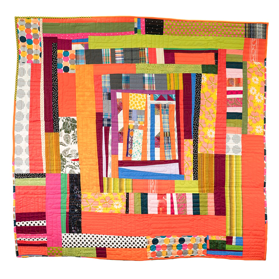 Mango Chutney, an improvisational patchwork quilt made by Sarah Atlee.