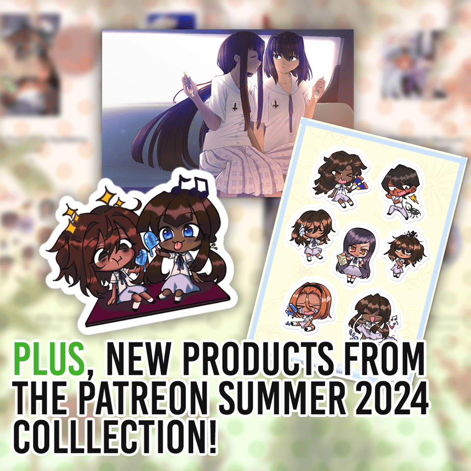 soundless summer merch advertisement. plus, new products from the patreon summer 2024 collection