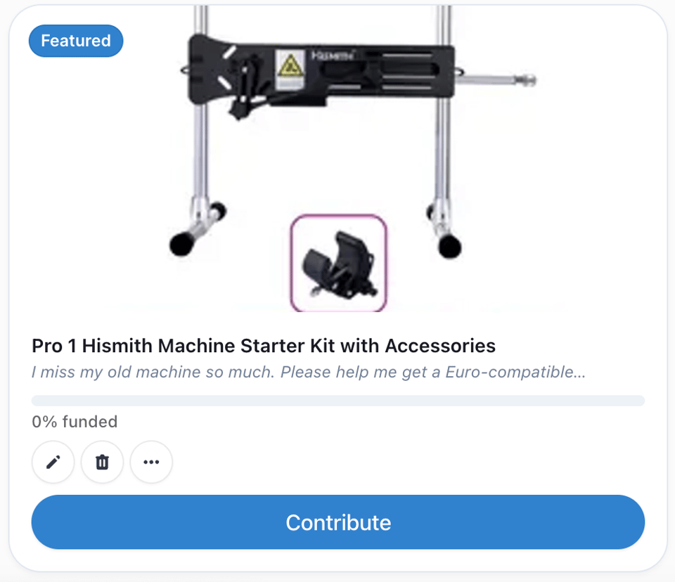 Throne wishlist campaign for Hismith machine.