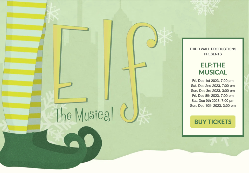 Elf The Musical: banner image + dates