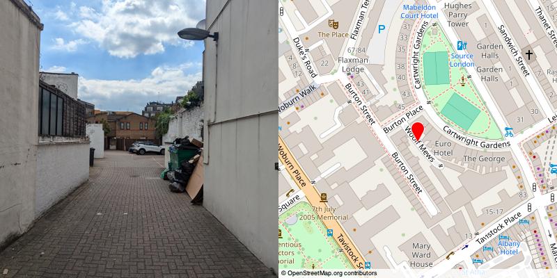 A picture and map of the mews