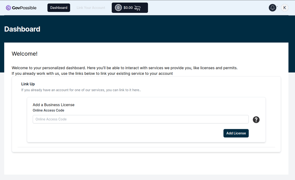 Dashboard screen of the redesigned payment portal