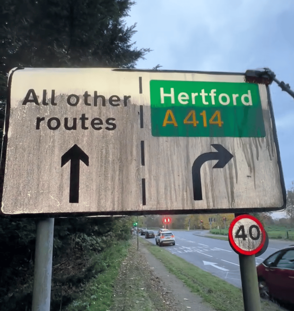 Dirty traffic sign been cleaned