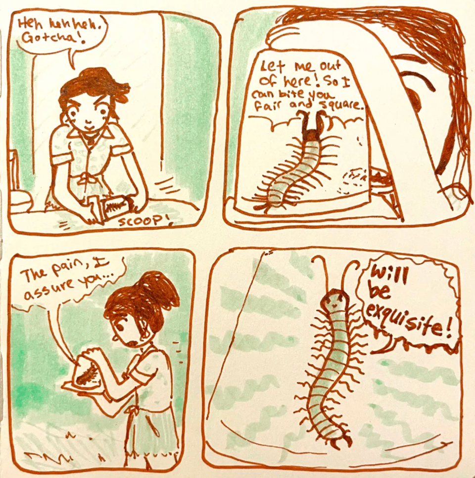 comic about taking a centipede out of my in-laws' tub