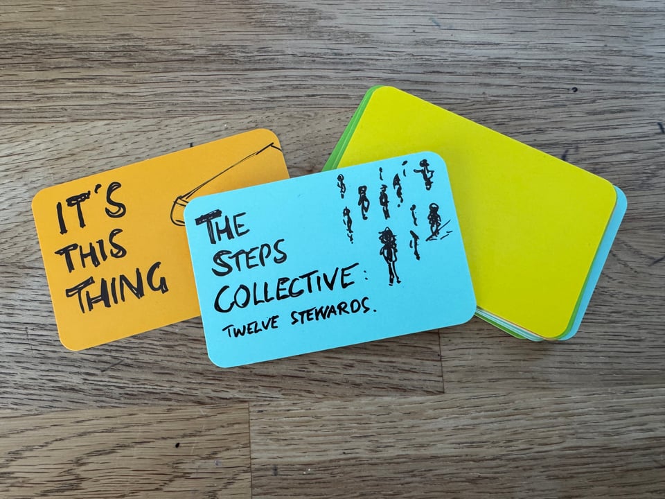 A set of Artefact Cards with some initial ideas on them