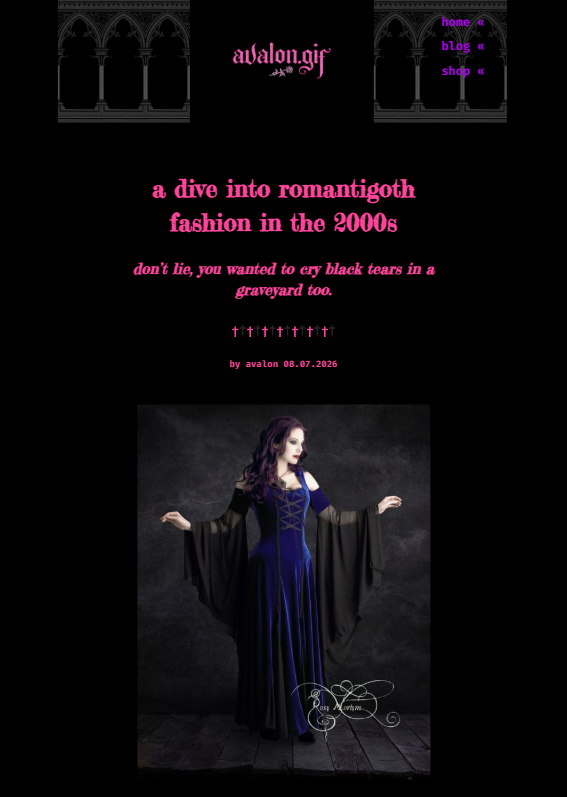 a dive into romantigoth fashion in the 2000s, with picture featuring goth designer Rose Mortem