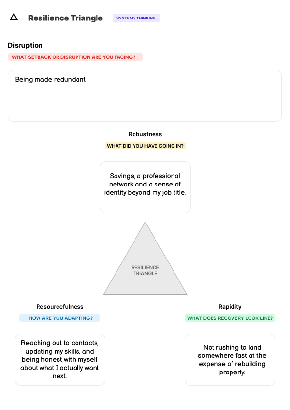 The Resilience Triangle template example
