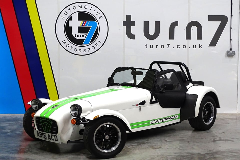Caterham 310r in white, with green stripes