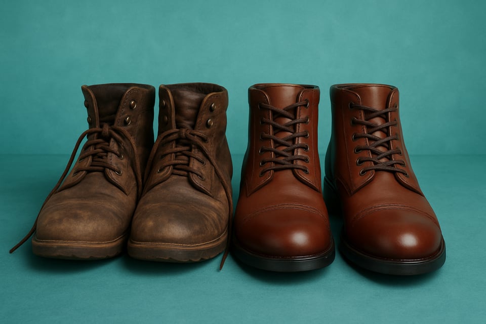 old comfy boots next to newer better boots