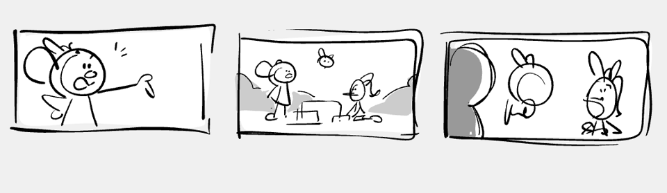 thumbnail sketches of storyboards