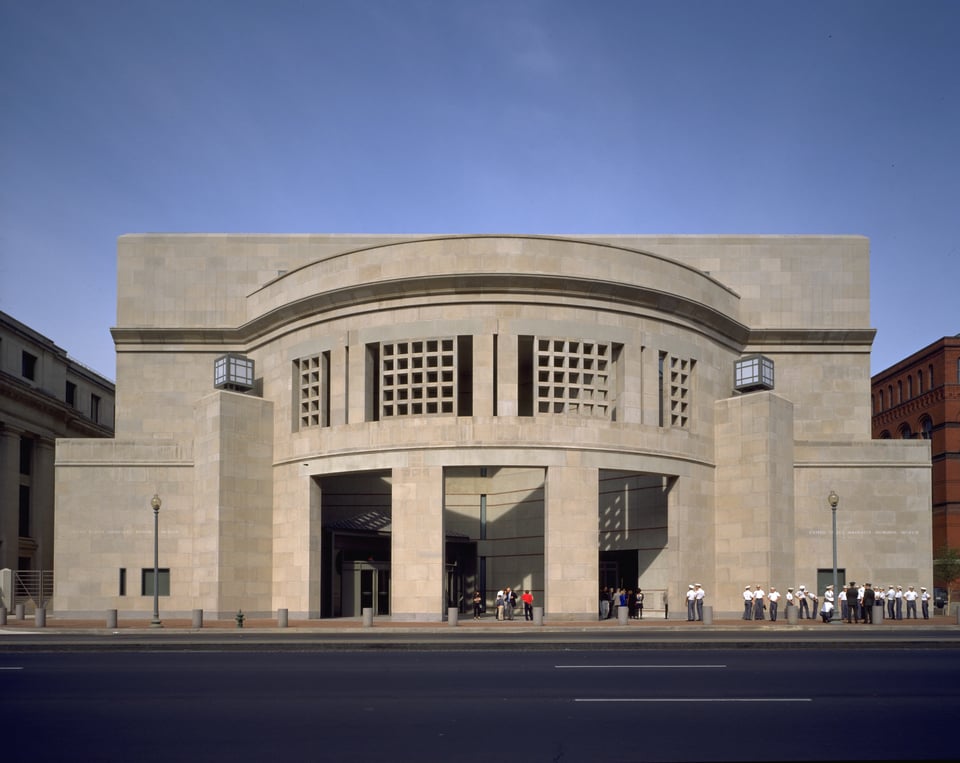 U.S. Holocaust Memorial Museum's 14th Street entrance.