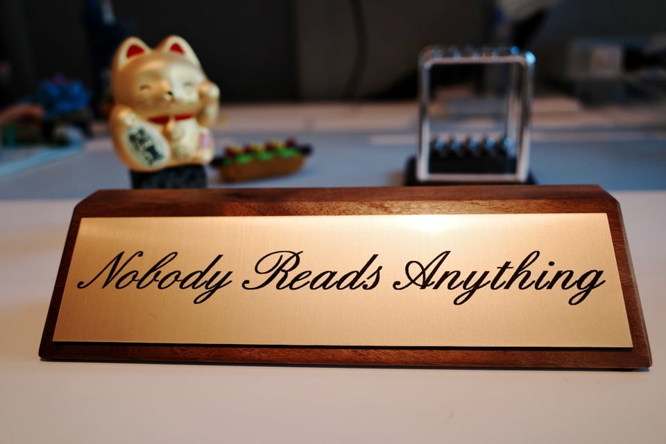 My Nobody Reads Anything plaque