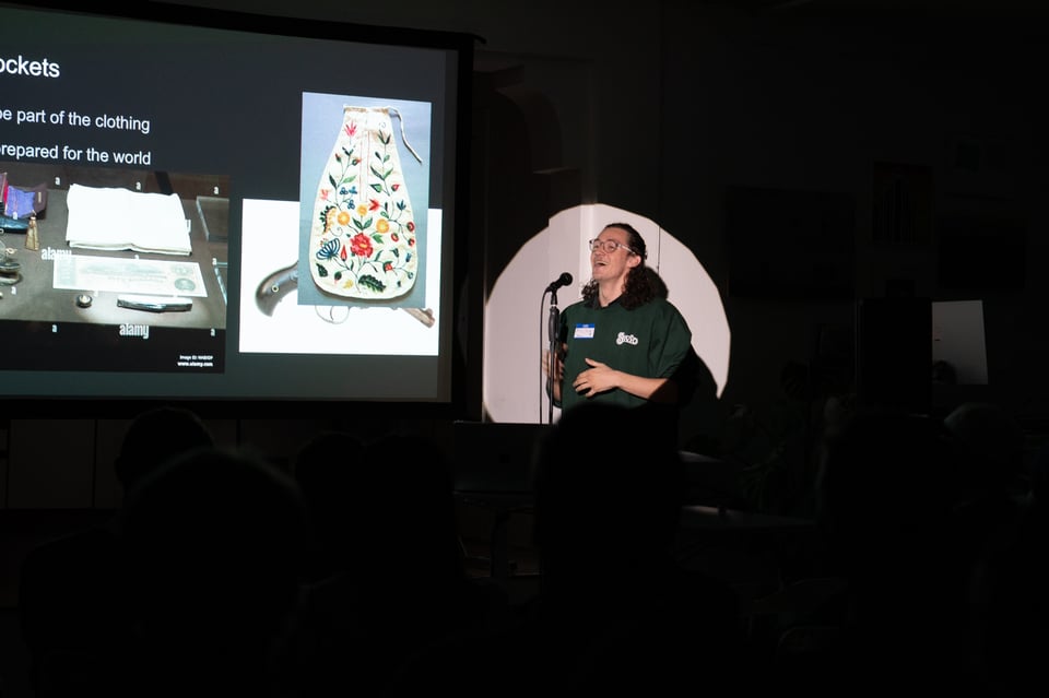 Micah presenting at PowerPoint Party.