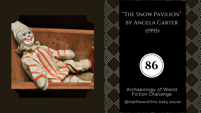 An old, dusty Pierrot doll in pyjamas lying in a grimy, wooden crib.
