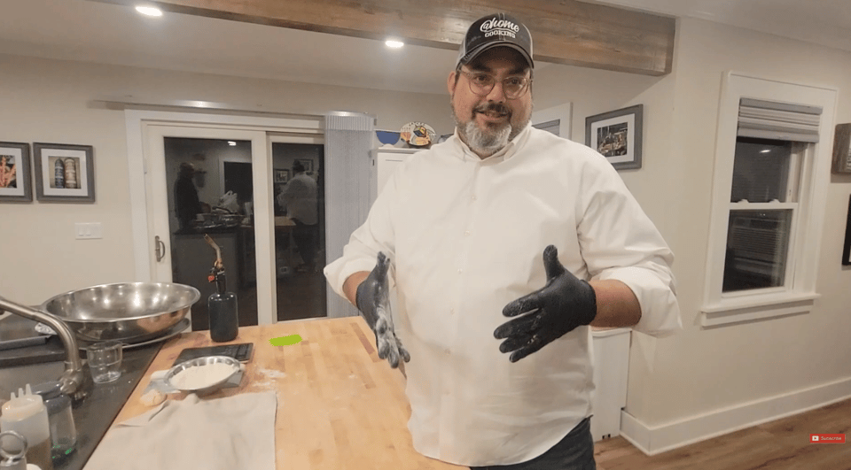 my friend adam gussen, making pizza