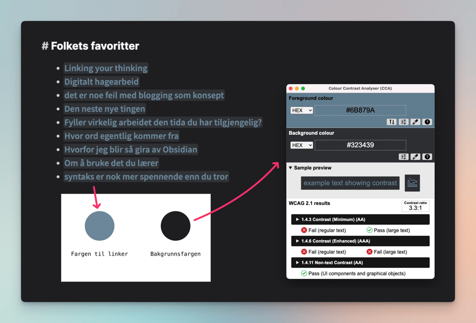 Analyse av kontraster på dagens versjon av simenskriver.no