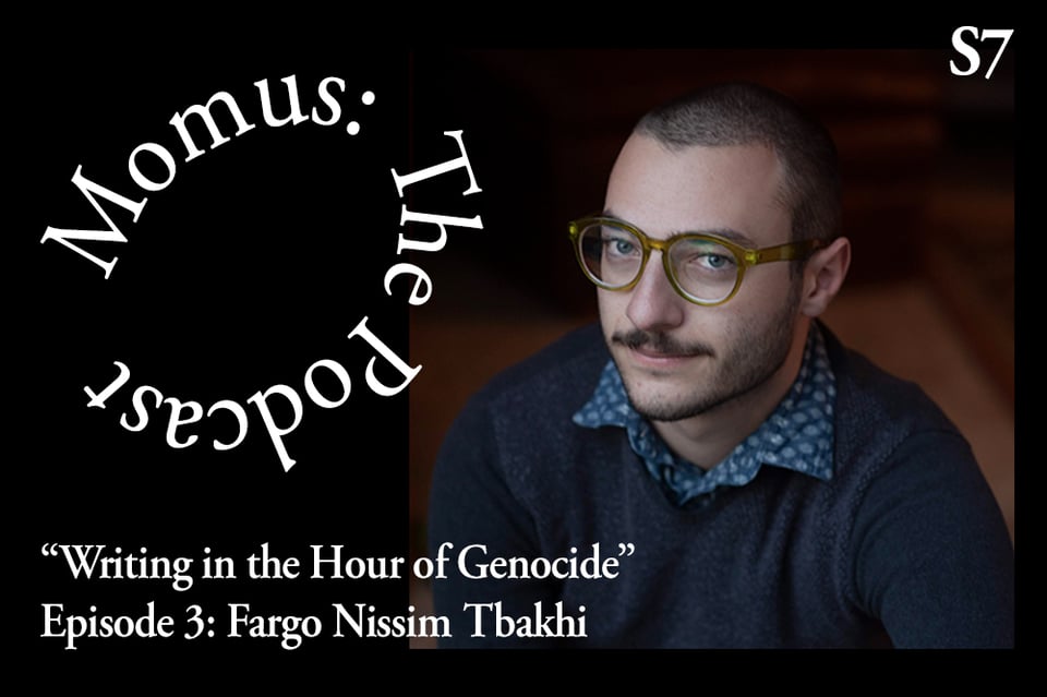 a graphic featuring circular text overlaid on a photo of a person with short hair, glasses, and a mustache smiling slightly at the camera