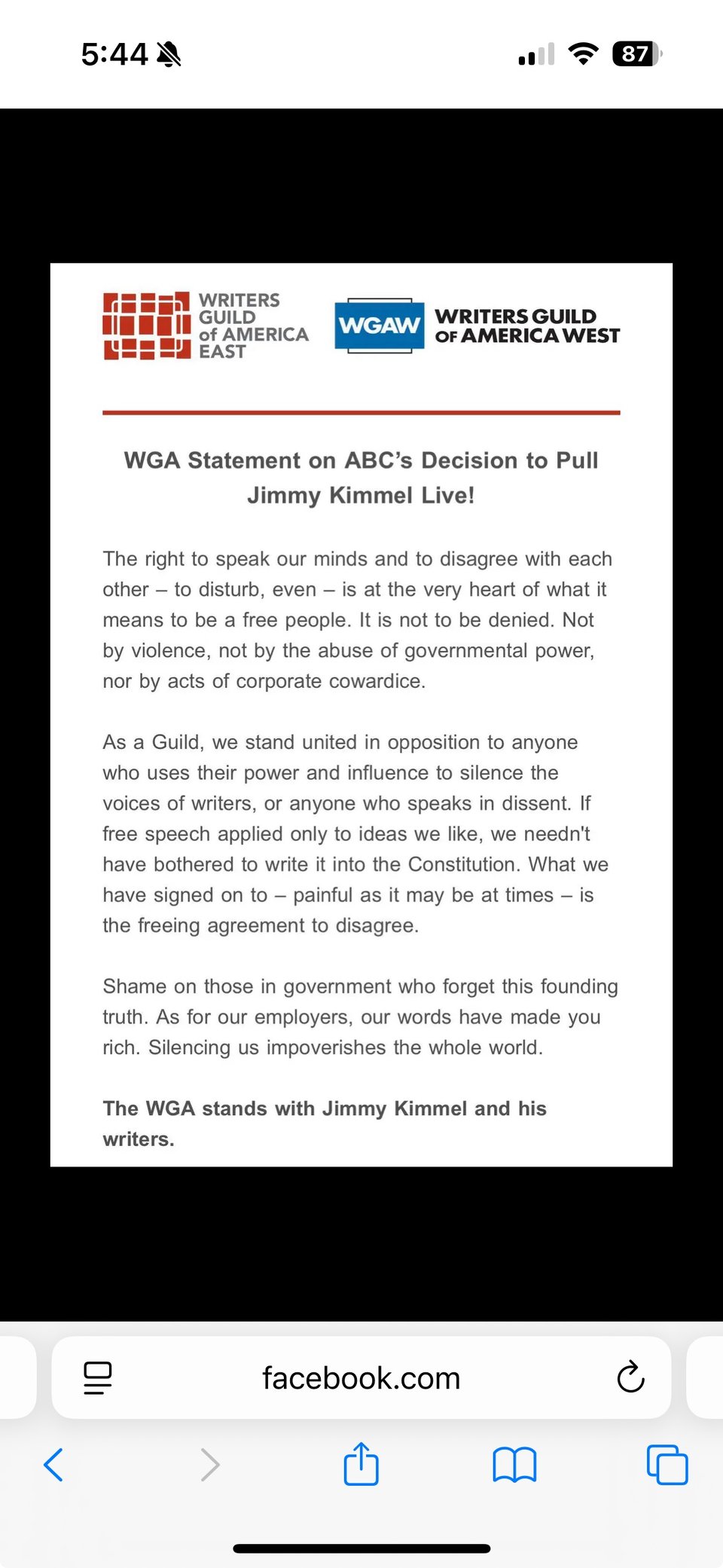 Writers Guild Association fights back