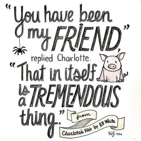 A quote from Charlotte's Web, by EB White: "You have been my friend. That in itself is a tremendous thing."
