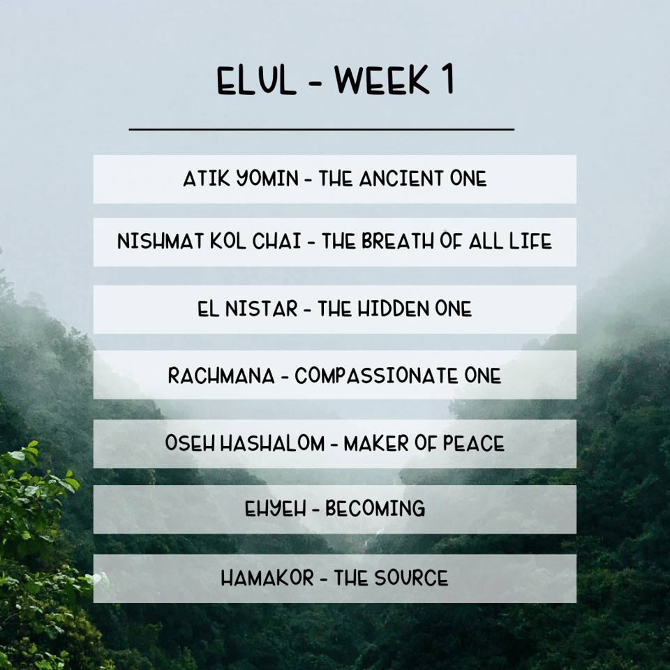 List of names for this week, details below, with mountain image in the background