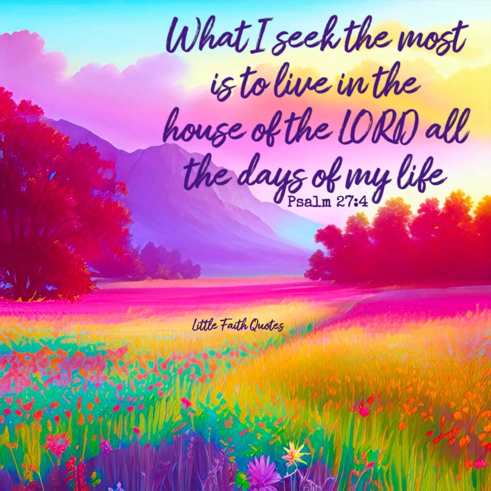 "One thing I ask from the LORD, this only do I seek: that I may dwell in the house of the LORD all the days of my life, to gaze on the beauty of the LORD and to seek Him in His temple." ~Psalm 27:4. Image by: @Little Faith Quotes.