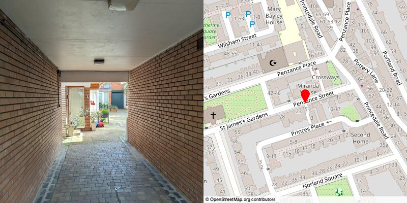 A picture and map of the mews