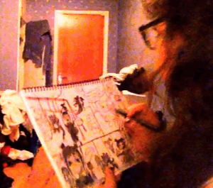 GIF of me drawing comics