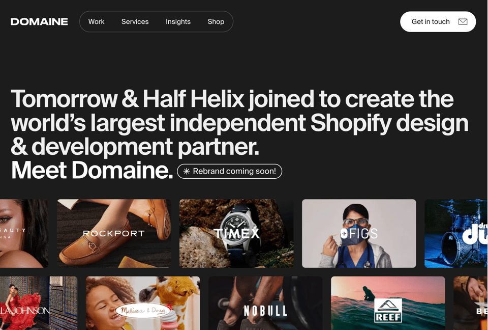 A screenshot of the domaine website