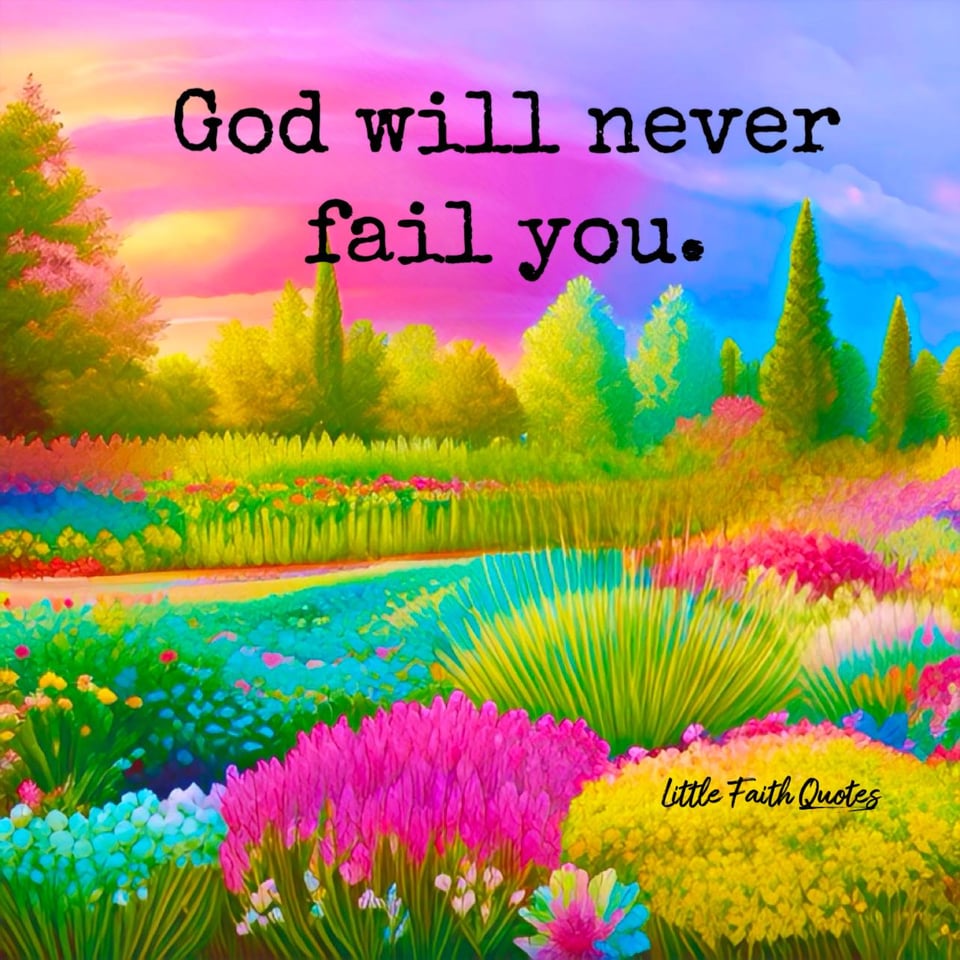 "He won’t fail you." Image by: @Little Faith Quotes.