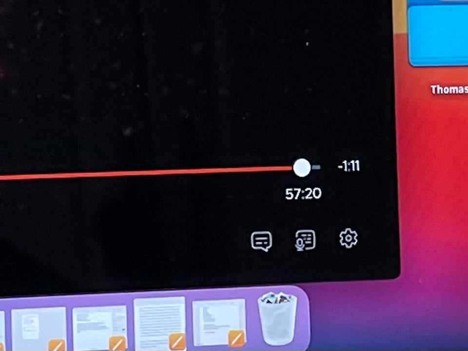 A screen grab of a show at 57:20