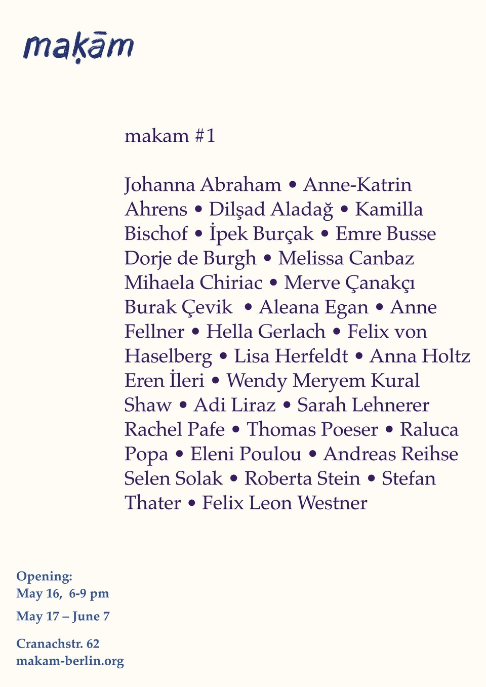 Flyer for the opening show of makam