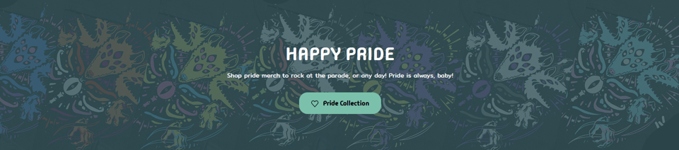 screenshot of the pride banner from my shop, featuring the biblically accurate possum pride shirts