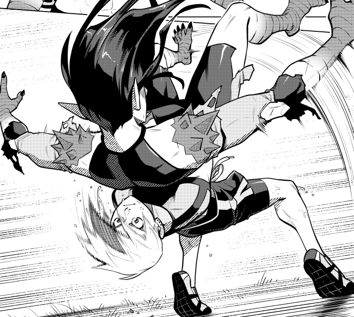 Nix performs a suplex on the monster Lonnie has turned into.