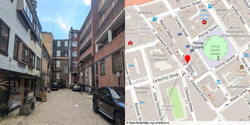 A picture and map of the mews