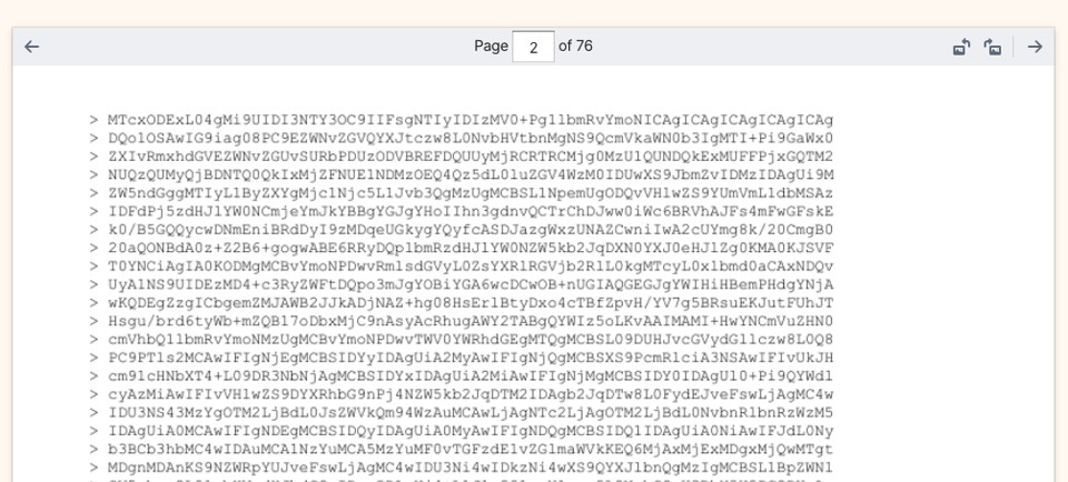 Screenshot of an email attachment encoded and shown in-line.