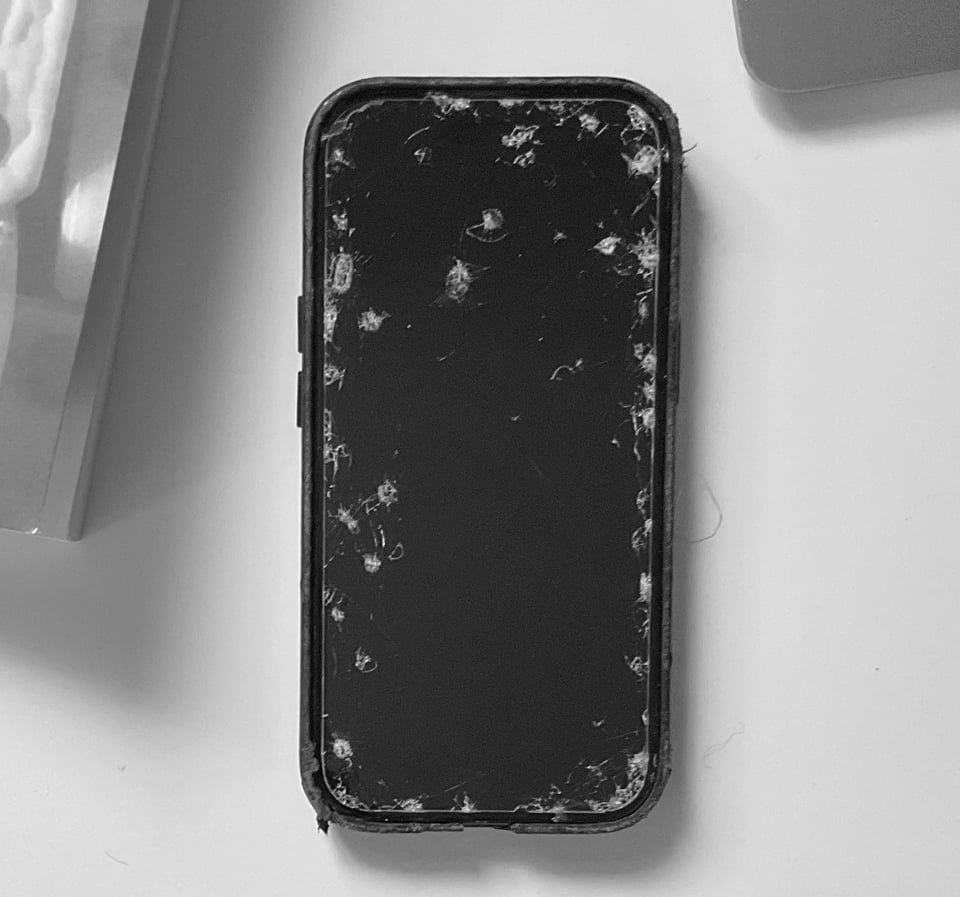 iphone with crushed glass screen