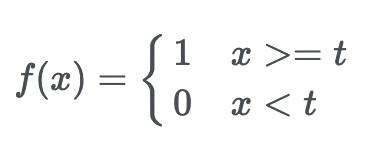 Math rendering into an image of the LateX formula for the step function