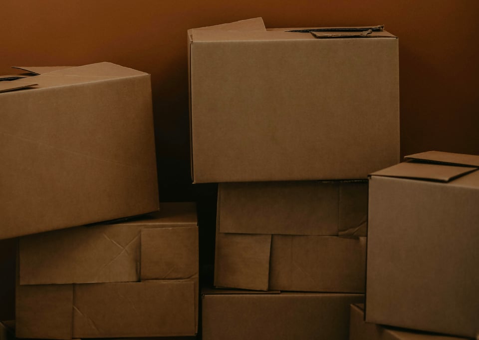 a stack of cardboard boxes